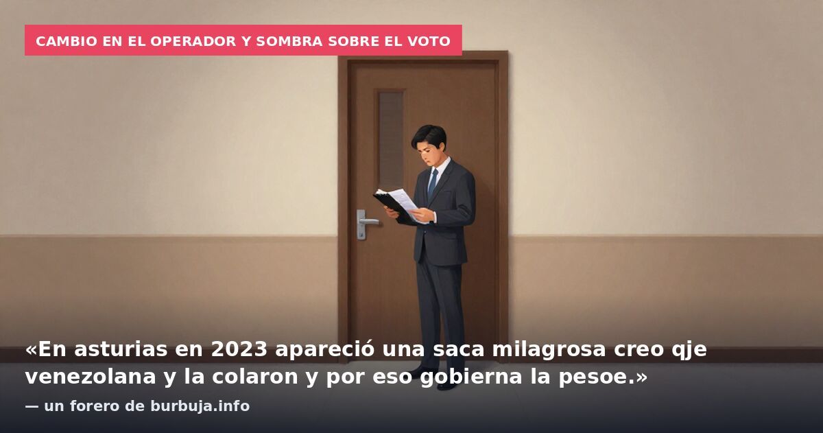 Cambio en el operador y sombra sobre el voto: «En asturias en 2023 apareció una saca milagrosa creo qje venezolana y la colaron y por eso gobierna la pesoe.» — un forero de burbuja.info