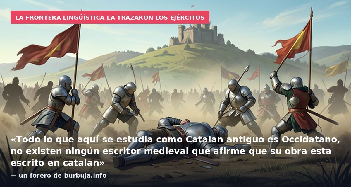 La frontera lingüística la trazaron los ejércitos: «Todo lo que aquí se estudia como Catalan antiguo es Occidatano, no existen ningún escritor medieval que afirme que su obra esta escrito en catalan» — un forero de burbuja.info
