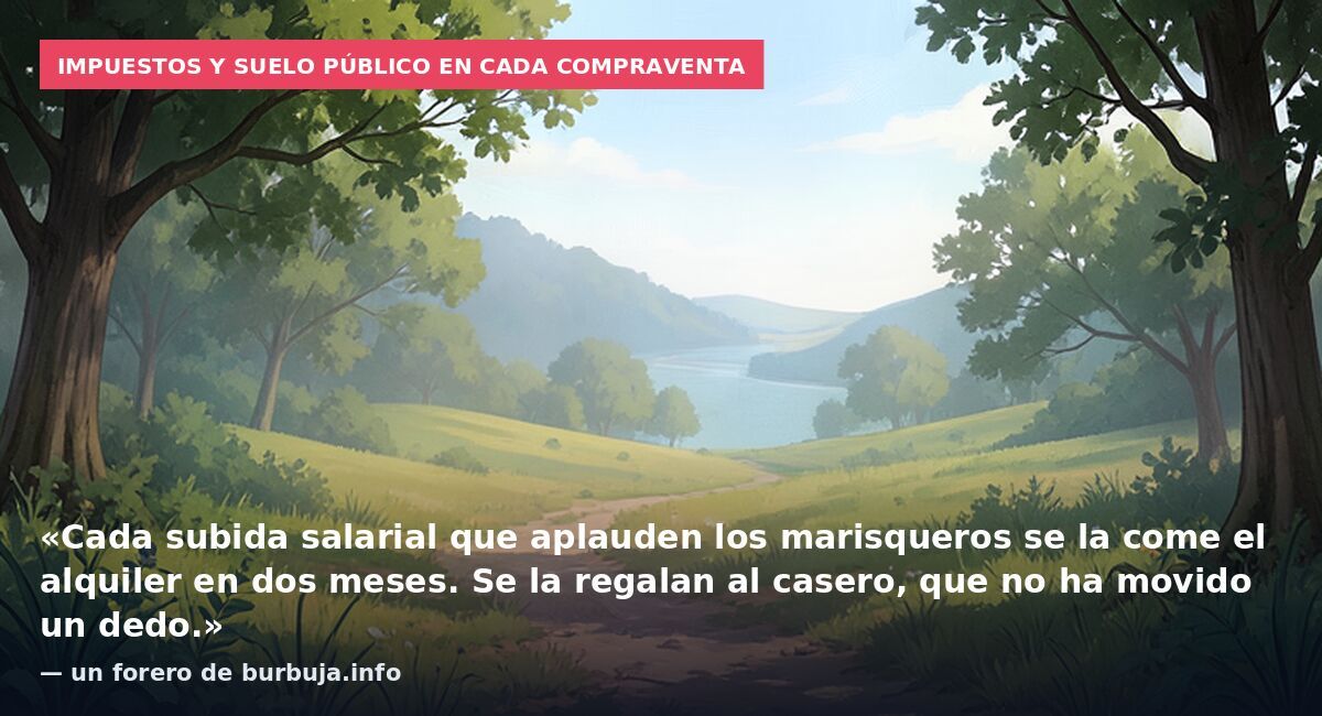 Impuestos y suelo público en cada compraventa: «Cada subida salarial que aplauden los marisqueros se la come el alquiler en dos meses. Se la regalan al casero, que no ha movido un dedo.» — un forero de burbuja.info