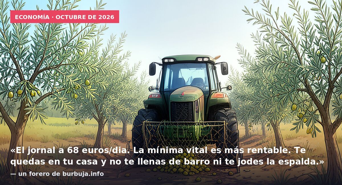 Economía · octubre de 2026: «El jornal a 68 euros/dia. La mínima vital es más rentable. Te quedas en tu casa y no te llenas de barro ni te jodes la espalda.» — un forero de burbuja.info