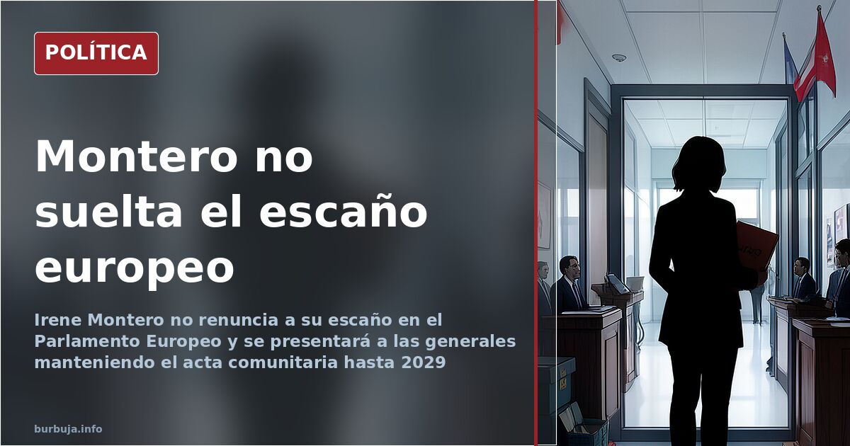 Ilustración editorial de Irene Montero sosteniendo un acta de eurodiputada junto a una urna electoral española