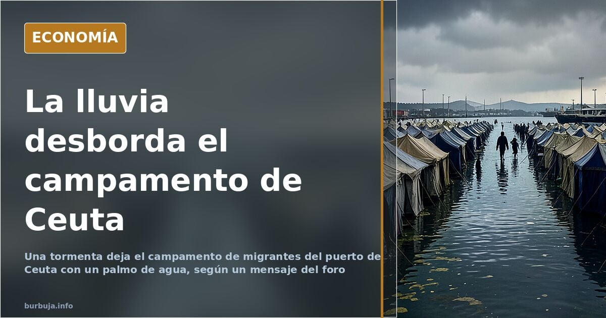 El temporal anega el campamento de migrantes de Ceuta