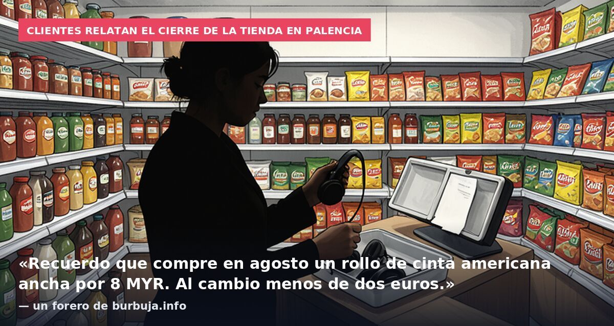 Clientes relatan el cierre de la tienda en Palencia: «Recuerdo que compre en agosto un rollo de cinta americana ancha por 8 MYR. Al cambio menos de dos euros.» — un forero de burbuja.info