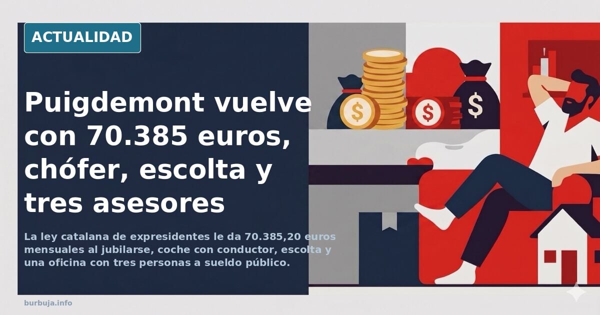 Los privilegios de Puigdemont a su vuelta: 70.385 euros, chófer, escolta y tres asesores