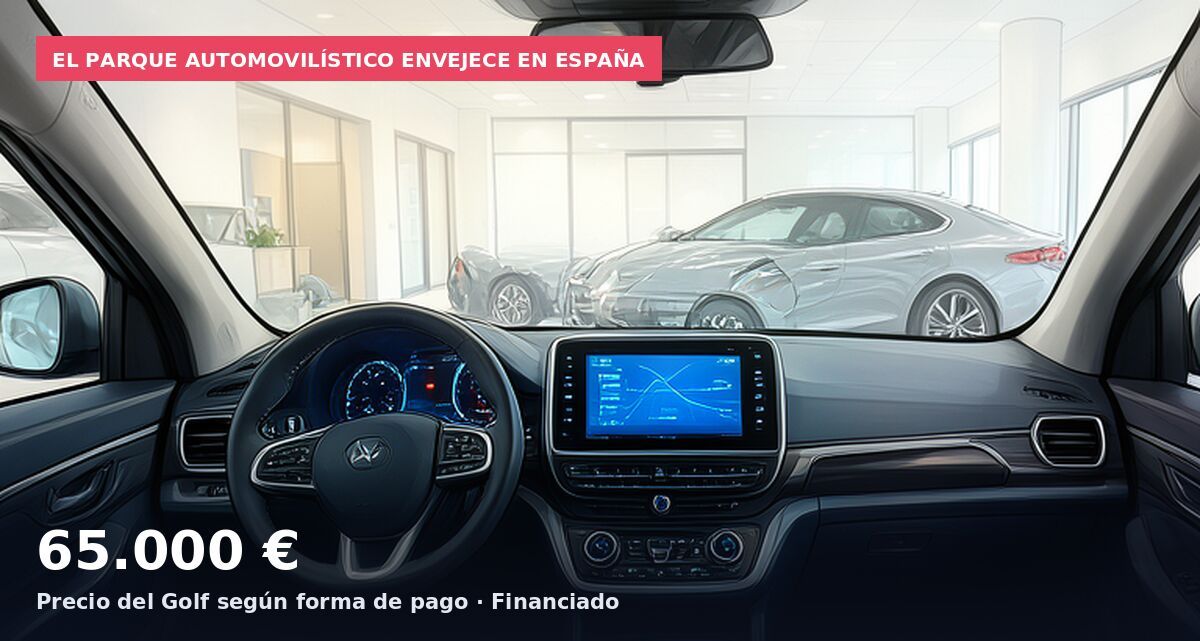 El parque automovilístico envejece en España: 65.000 € Precio del Golf según forma de pago · Financiado