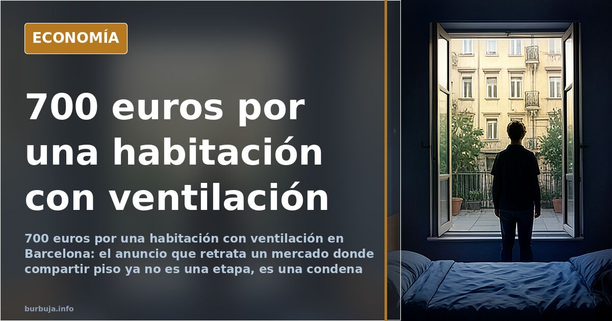 Habitación minúscula sin ventana con colchón estrecho y una lámpara colgante, anunciada en alquiler por 370 euros al mes