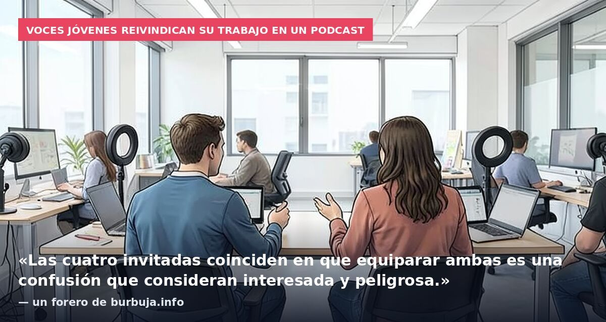 Voces jóvenes reivindican su trabajo en un podcast: «Las cuatro invitadas coinciden en que equiparar ambas es una confusión que consideran interesada y peligrosa.» — un forero de burbuja.info