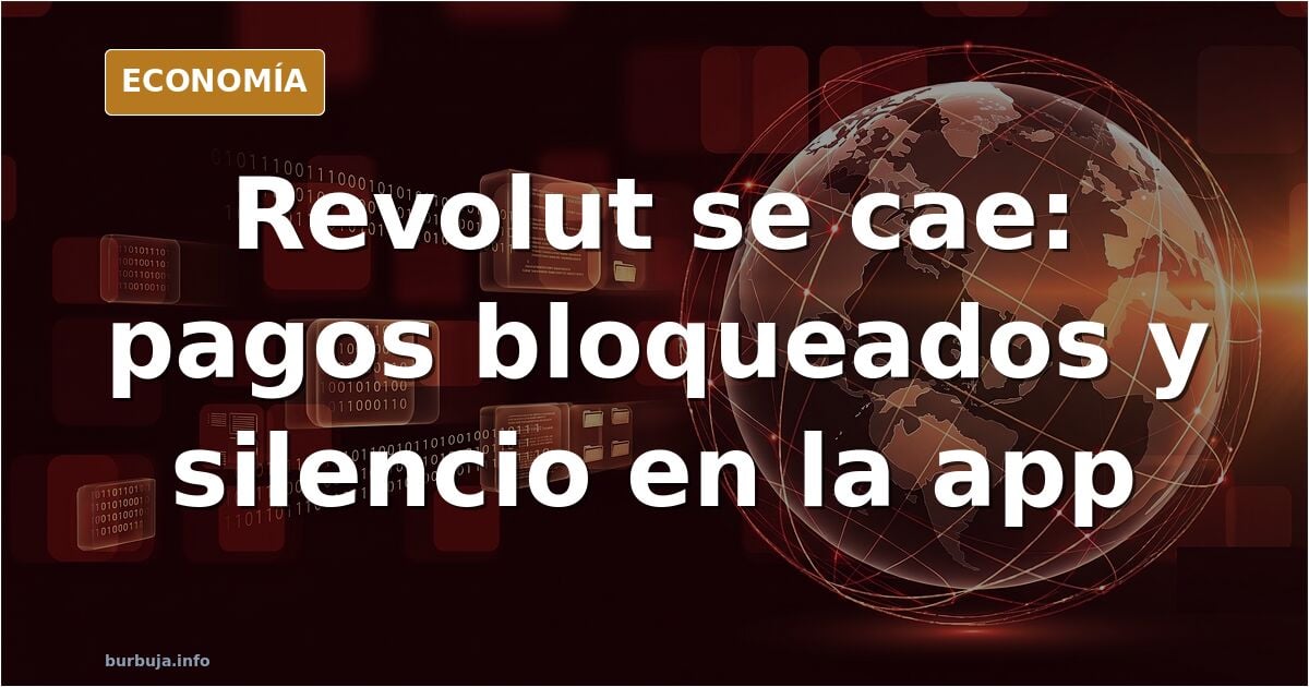 Teléfono móvil mostrando una aplicación de banca digital bloqueada junto a una tarjeta virtual, sobre fondo azul marino y dor