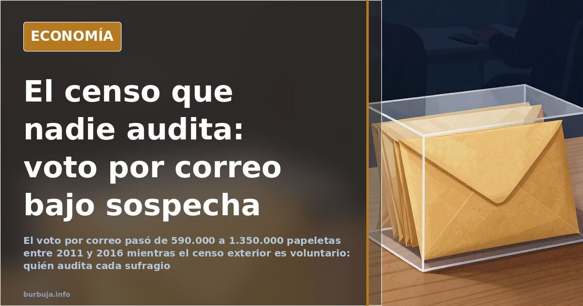 Urna electoral con papeletas y un mapa de España al fondo, simbolizando el voto por correo de los residentes en el exterior
