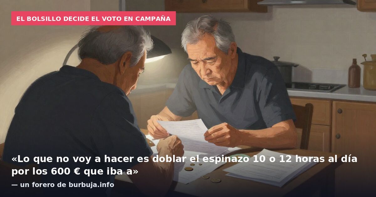 El bolsillo decide el voto en campaña: «Lo que no voy a hacer es doblar el espinazo 10 o 12 horas al día por los 600 € que iba a» — un forero de burbuja.info