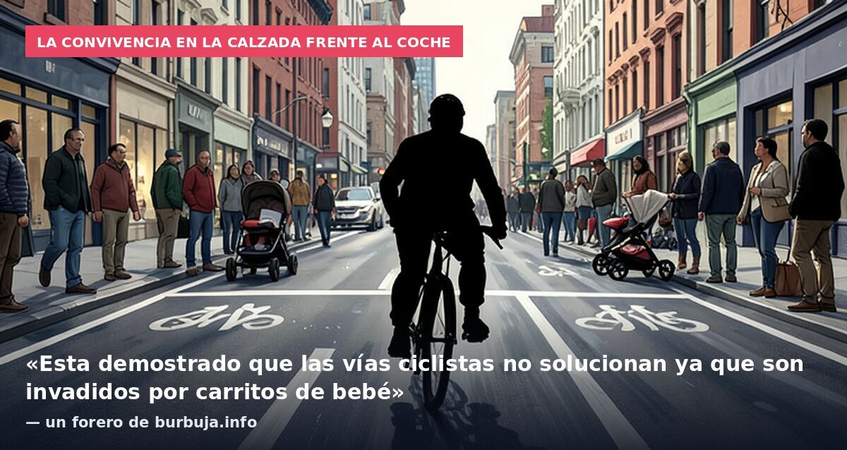 La convivencia en la calzada frente al coche: «Esta demostrado que las vías ciclistas no solucionan ya que son invadidos por carritos de bebé» — un forero de burbuja.info