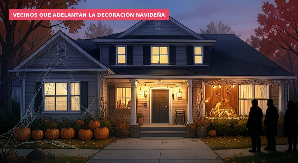Vecinos que adelantan la decoración navideña