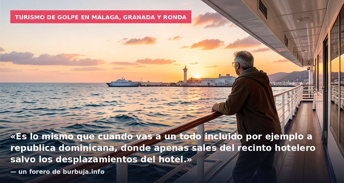 Turismo de golpe en Málaga, Granada y Ronda: «Es lo mismo que cuando vas a un todo incluido por ejemplo a republica dominicana, donde apenas sales del recinto hotelero salvo los desplazamientos del hotel.» — un forero de burbuja.info