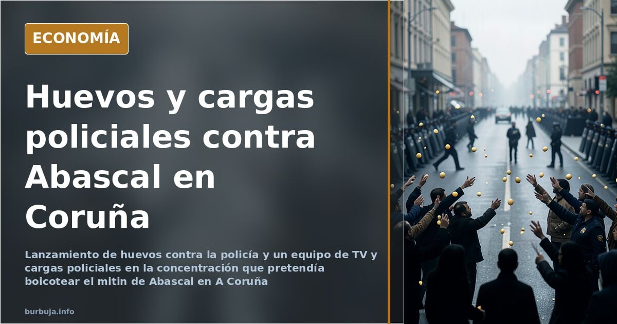 Agentes de policía formando un cordón durante una concentración ante un mitin de Vox en A Coruña