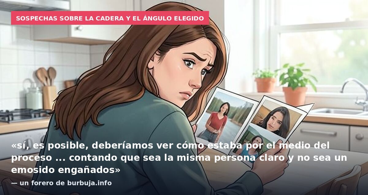 Sospechas sobre la cadera y el ángulo elegido: «sí, es posible, deberíamos ver cómo estaba por el medio del proceso ... contando que sea la misma persona claro y no sea un emosido engañados» — un forero de burbuja.info