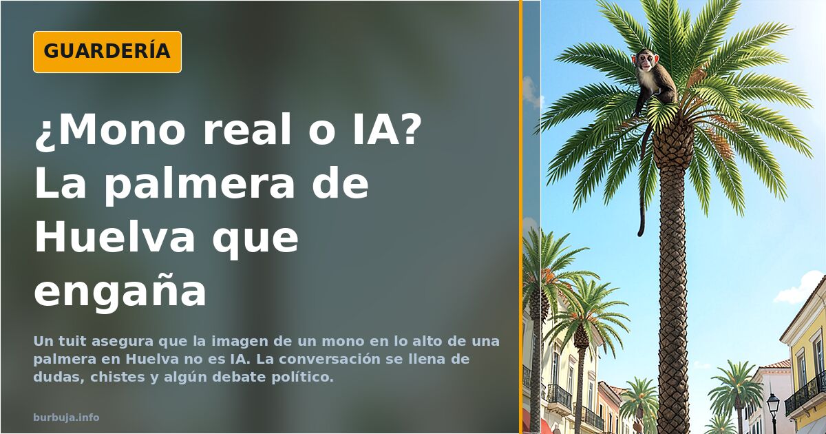 Un mono trepa a una palmera en Huelva y el tuit se llena de dudas