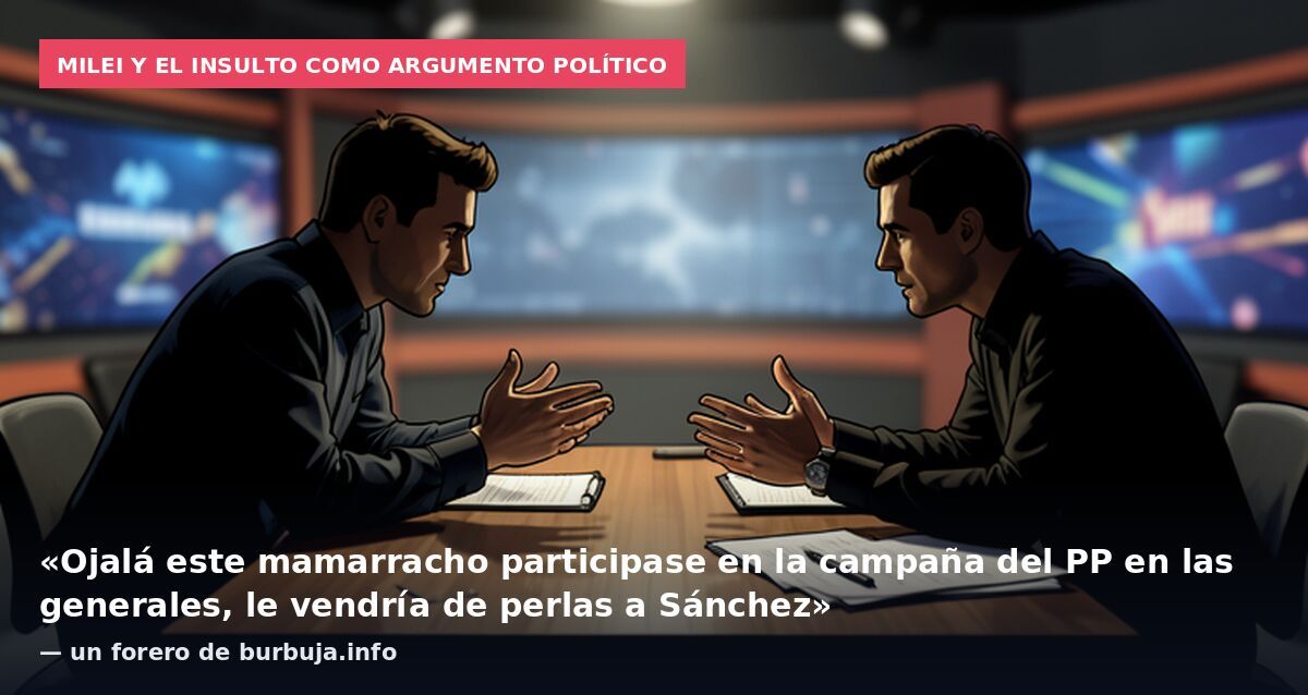 Milei y el insulto como argumento político: «Ojalá este mamarracho participase en la campaña del PP en las generales, le vendría de perlas a Sánchez» — un forero de burbuja.info