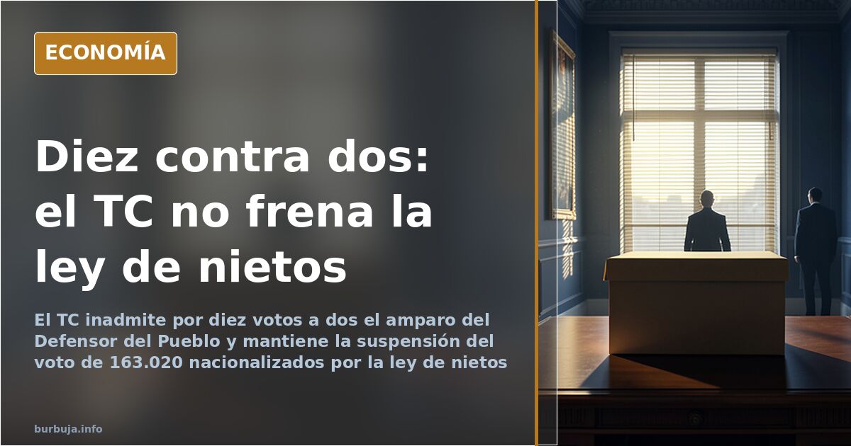 Sala del Tribunal Constitucional con diez magistrados votando y dos votos particulares sobre la ley de nietos