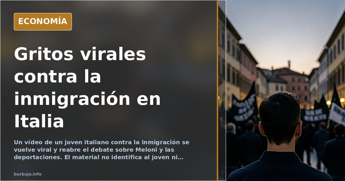 Joven italiano gritando en una calle contra la inmigración en un vídeo viral sobre deportaciones y política migratoria