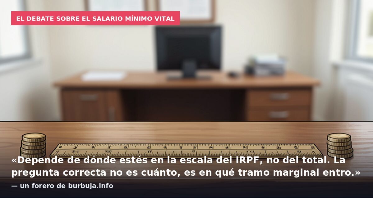 El debate sobre el salario mínimo vital: «Depende de dónde estés en la escala del IRPF, no del total. La pregunta correcta no es cuánto, es en qué tramo marginal entro.» — un forero de burbuja.info