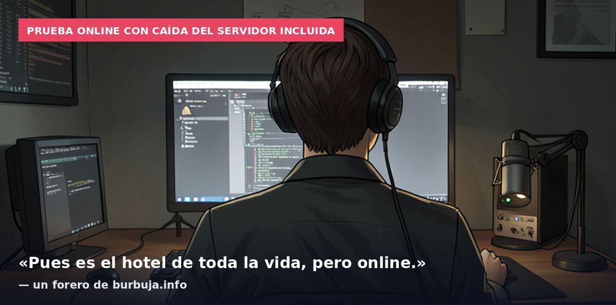 Prueba online con caída del servidor incluida: «Pues es el hotel de toda la vida, pero online.» — un forero de burbuja.info