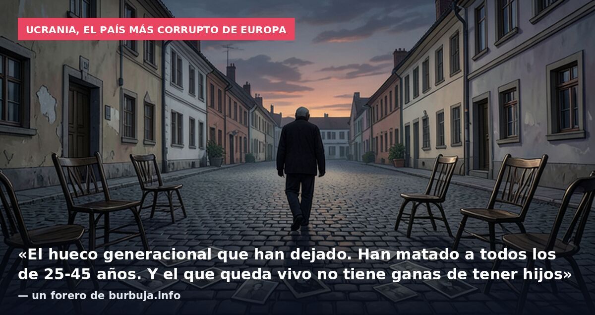 Ucrania, el país más corrupto de Europa: «El hueco generacional que han dejado. Han matado a todos los de 25-45 años. Y el que queda vivo no tiene ganas de tener hijos» — un forero de burbuja.info