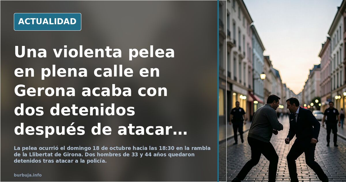 Una violenta pelea en plena calle en Gerona acaba con dos detenidos después de atacar a la policía