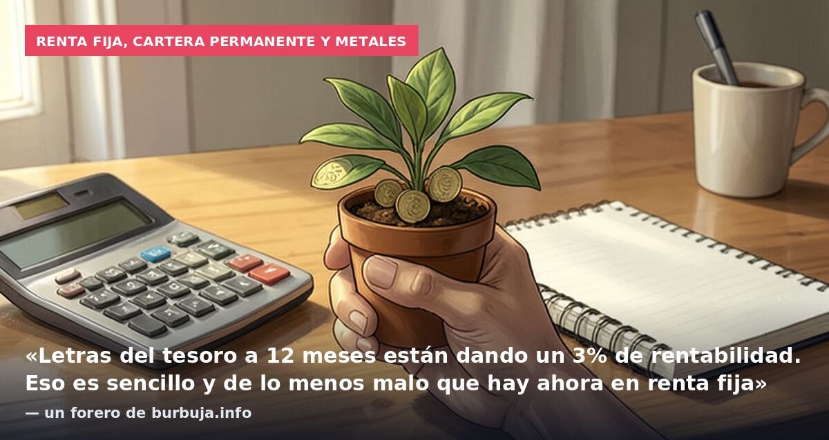 Renta fija, cartera permanente y metales: «Letras del tesoro a 12 meses están dando un 3% de rentabilidad. Eso es sencillo y de lo menos malo que hay ahora en renta fija» — un forero de burbuja.info