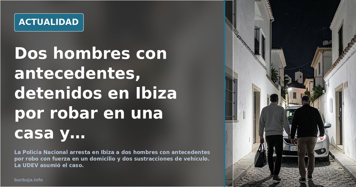 Dos hombres con antecedentes, detenidos en Ibiza por robar en una casa y sustracción de vehículos