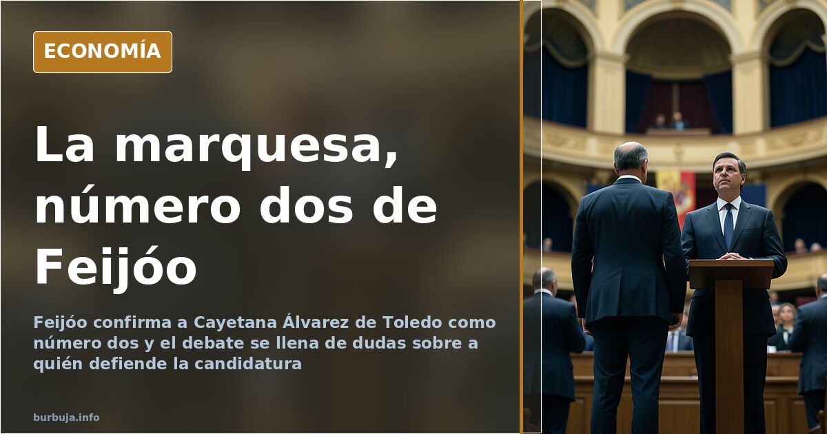 Ilustración editorial de una candidatura política con un número dos de perfil aristocrático y un asalariado de espaldas