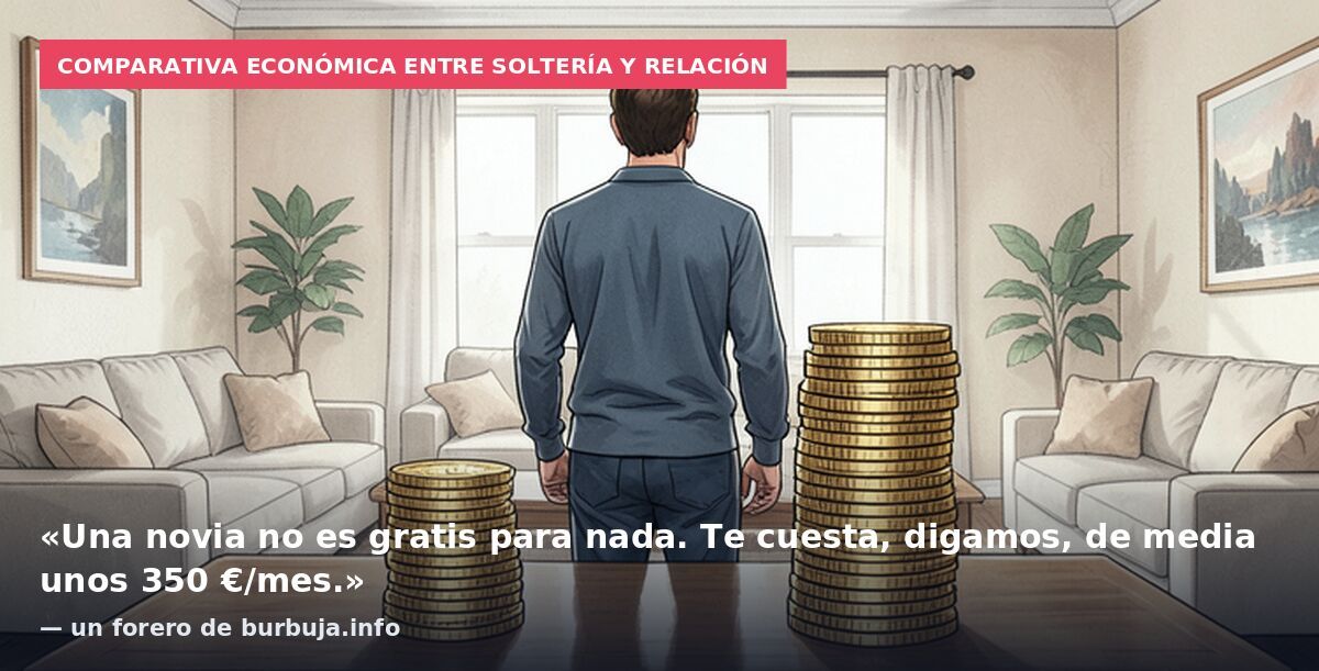 Comparativa económica entre soltería y relación: «Una novia no es gratis para nada. Te cuesta, digamos, de media unos 350 €/mes.» — un forero de burbuja.info