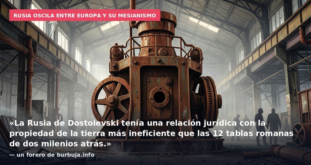 Rusia oscila entre Europa y su mesianismo: «La Rusia de Dostoievski tenía una relación jurídica con la propiedad de la tierra más ineficiente que las 12 tablas romanas de dos milenios atrás.» — un forero de burbuja.info