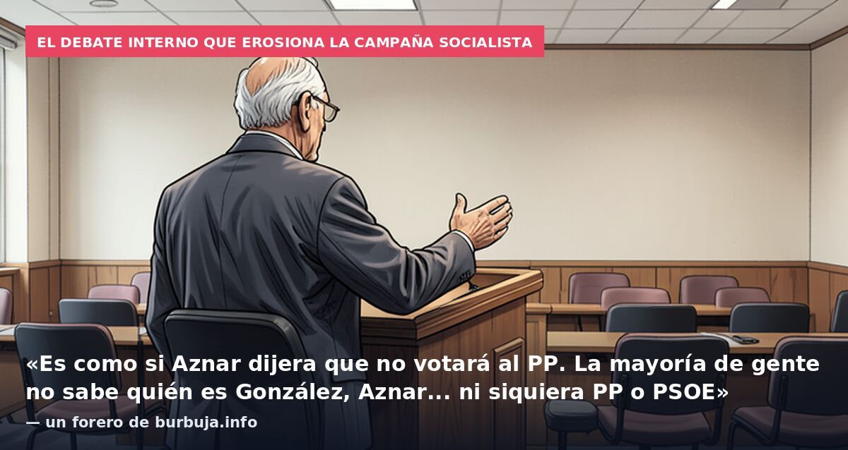 El debate interno que erosiona la campaña socialista: «Es como si Aznar dijera que no votará al PP. La mayoría de gente no sabe quién es González, Aznar... ni siquiera PP o PSOE» — un forero de burbuja.info