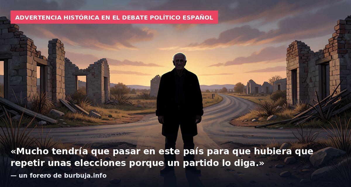 Advertencia histórica en el debate político español: «Mucho tendría que pasar en este país para que hubiera que repetir unas elecciones porque un partido lo diga.» — un forero de burbuja.info