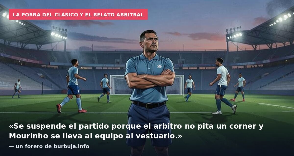 La porra del clásico y el relato arbitral: «Se suspende el partido porque el arbitro no pita un corner y Mourinho se lleva al equipo al vestuario.» — un forero de burbuja.info