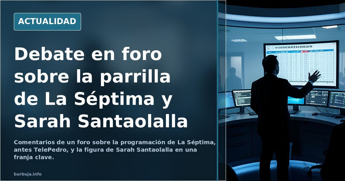Estudio de televisión con parrilla de programación en pantalla y un canal de noticias emitiendo en directo
