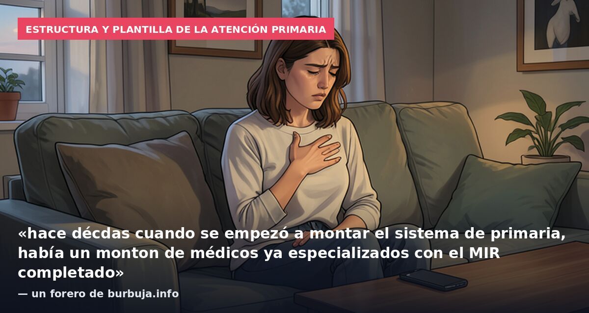 Estructura y plantilla de la atención primaria: «hace décdas cuando se empezó a montar el sistema de primaria, había un monton de médicos ya especializados con el MIR completado» — un forero de burbuja.info