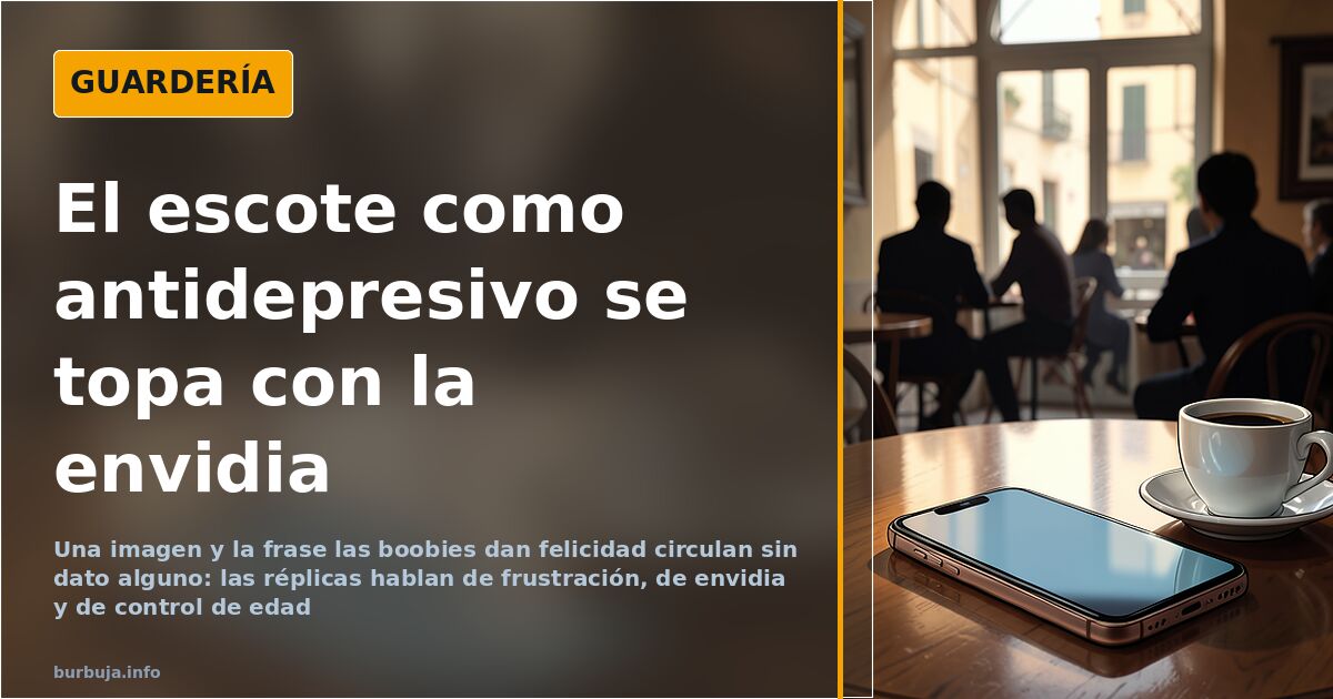 Viandantes ante un escaparate con la frase las boobies dan felicidad y reacciones distintas en la acera