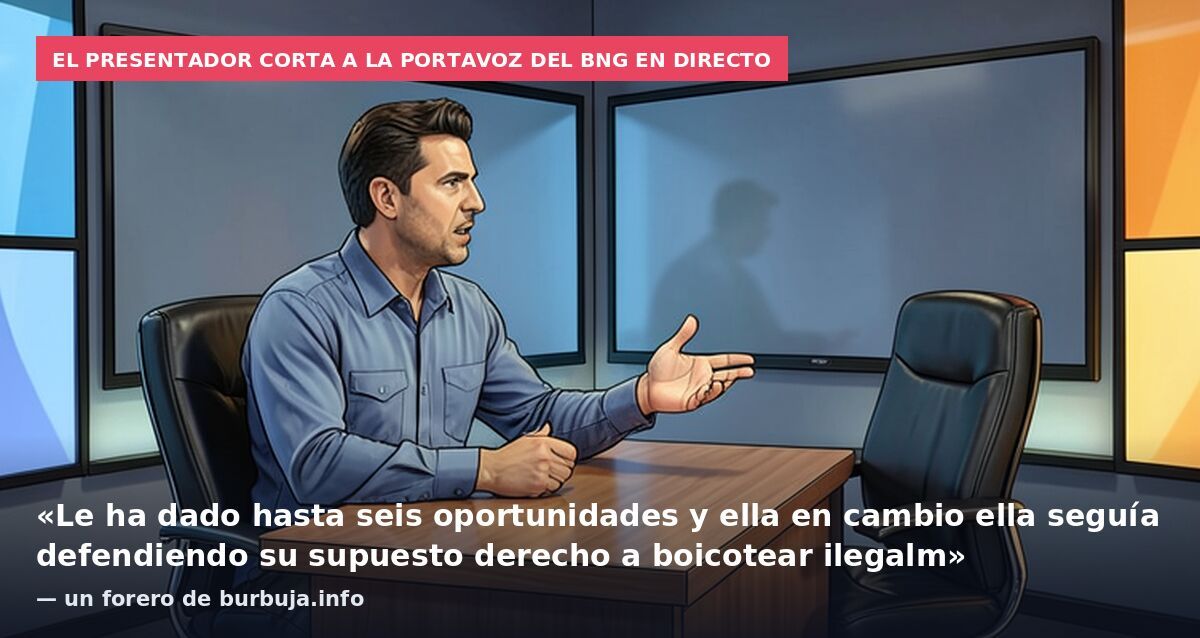 El presentador corta a la portavoz del BNG en directo: «Le ha dado hasta seis oportunidades y ella en cambio ella seguía defendiendo su supuesto derecho a boicotear ilegalm» — un forero de burbuja.info