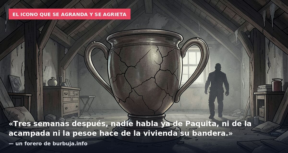 El icono que se agranda y se agrieta: «Tres semanas después, nadie habla ya de Paquita, ni de la acampada ni la pesoe hace de la vivienda su bandera.» — un forero de burbuja.info