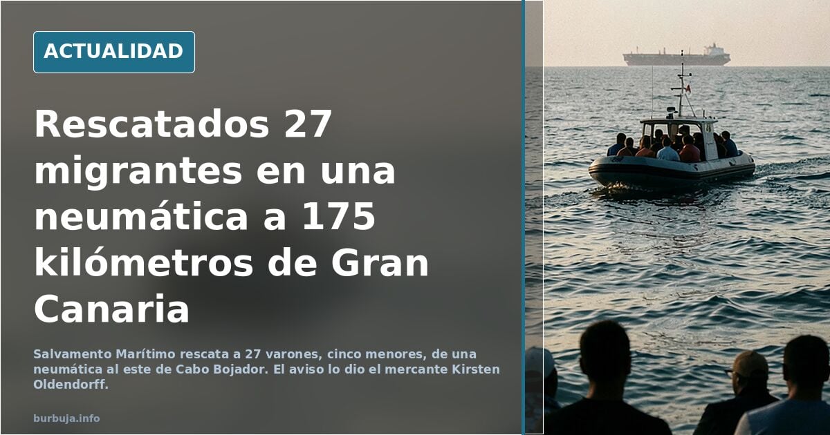 Salvamento rescata a 27 forasteros en una neumática a 175 kilómetros de Gran Canaria