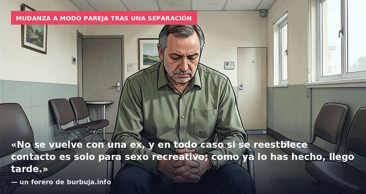 Mudanza a modo pareja tras una separación: «No se vuelve con una ex, y en todo caso si se reestblece contacto es solo para sexo recreativo; como ya lo has hecho, llego tarde.» — un forero de burbuja.info