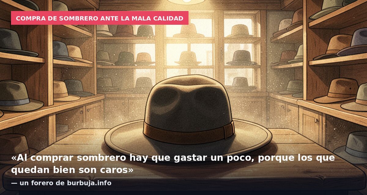Compra de sombrero ante la mala calidad: «Al comprar sombrero hay que gastar un poco, porque los que quedan bien son caros» — un forero de burbuja.info