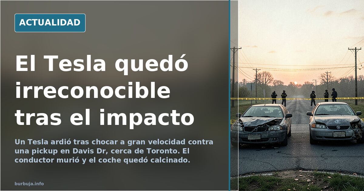 El Tesla que se desintegró contra una pickup en Canadá