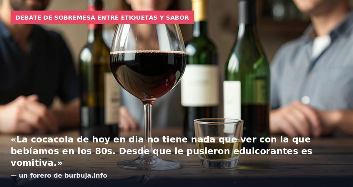 Debate de sobremesa entre etiquetas y sabor: «La cocacola de hoy en dia no tiene nada que ver con la que bebíamos en los 80s. Desde que le pusieron edulcorantes es vomitiva.» — un forero de burbuja.info