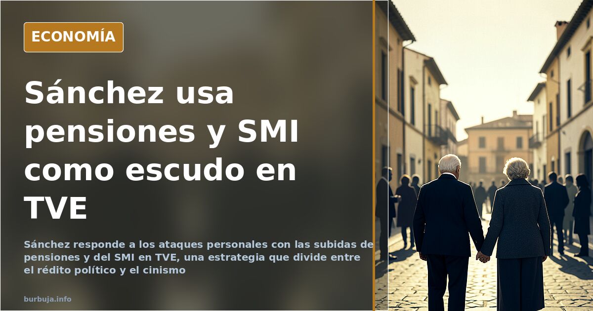 Ilustración editorial de un político sonriente en un plató de televisión con focos y público entregado