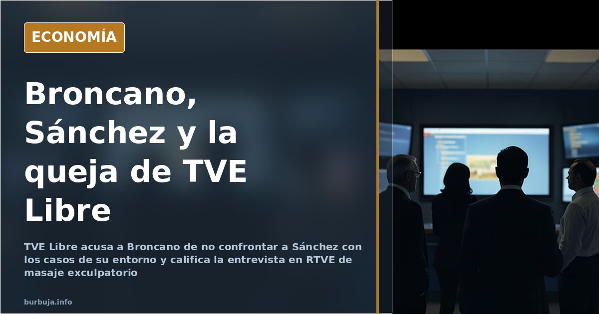 Ilustración editorial de un plató de televisión con un presentador y un político, símbolo de la entrevista en RTVE