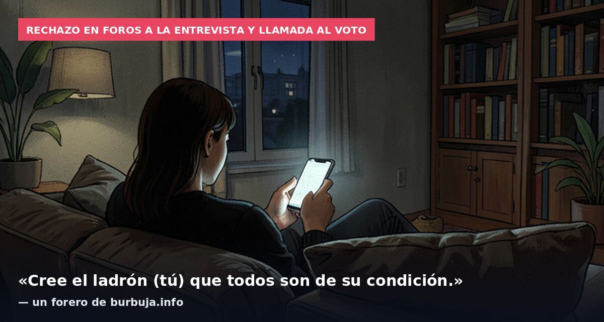 Rechazo en foros a la entrevista y llamada al voto: «Cree el ladrón (tú) que todos son de su condición.» — un forero de burbuja.info