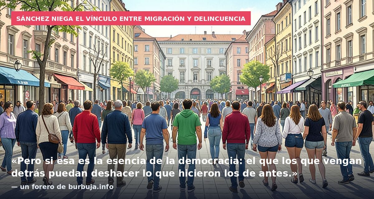 Sánchez niega el vínculo entre migración y delincuencia: «Pero si esa es la esencia de la democracia: el que los que vengan detrás puedan deshacer lo que hicieron los de antes.» — un forero de burbuja.info