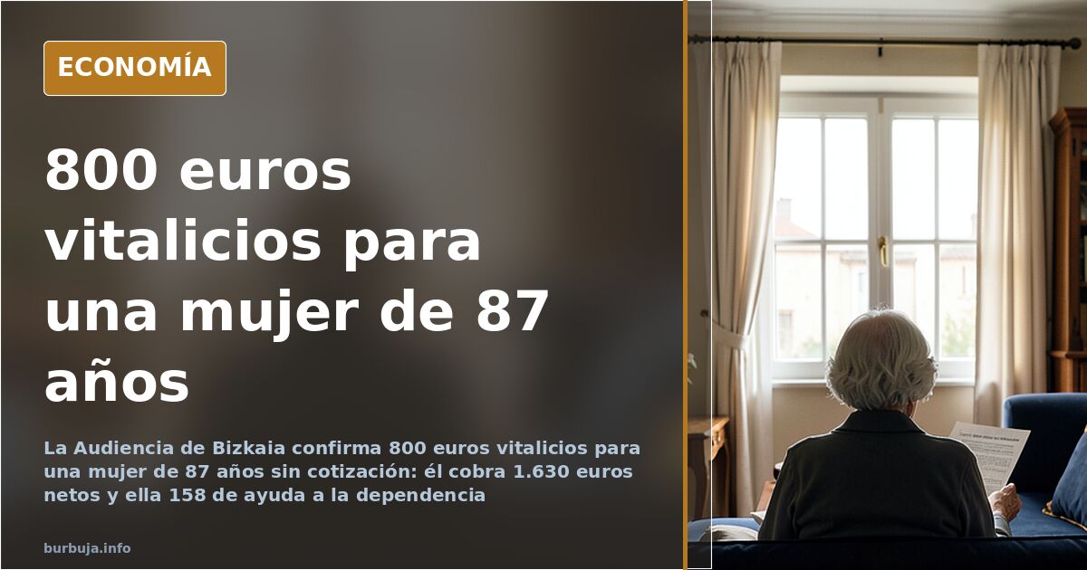 Ilustración editorial de una mujer mayor junto a una ventana, símbolo de la pensión compensatoria vitalicia en Bizkaia